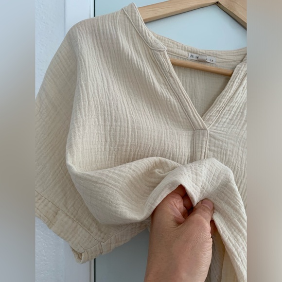 It Is Well Mandarin Gauze Dress in Natural size S - Picture 11 of 13